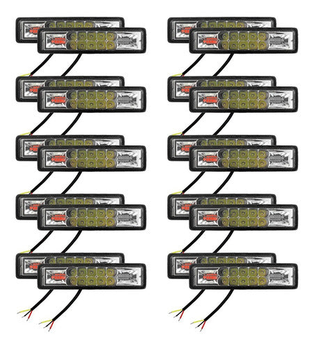 10 Par Faros Barra Auxiliar De 16 Led Con Luz Fija Y Estrobo