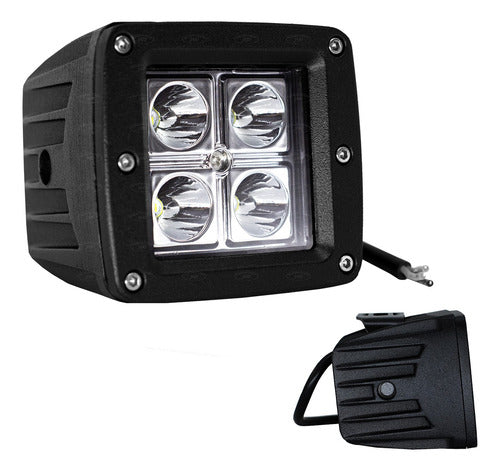 1 Pz Faro Cuadrado 4 Hiper Led Fijo Y Estrobo Auto Moto