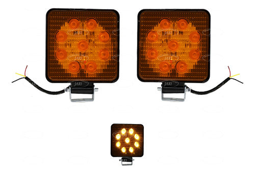 Par Faros 9 Led Redondo O Cuadrado Estrobo Blanco O Ambar