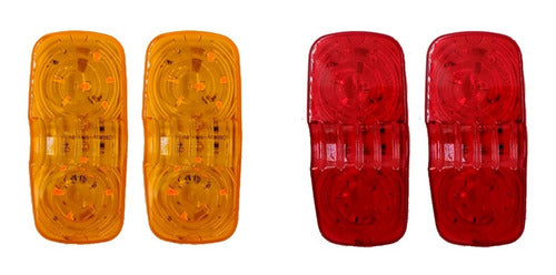 Plafón Para Camión Doble Óptica 16 Led Rojo Y Ámbar (1 Par)
