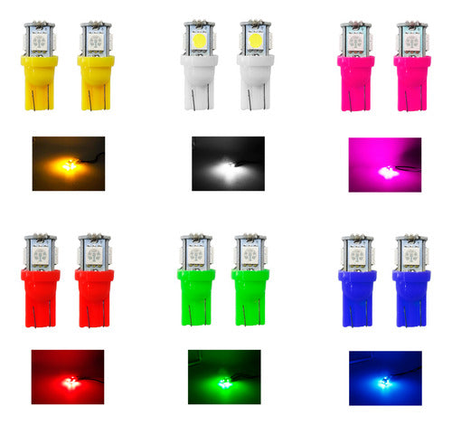 Par Foco Tipo Pellizco 5 Led 5050 T10 O 158 Color A Elegir