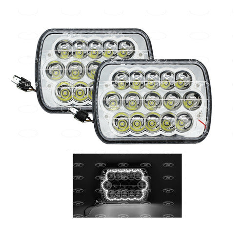 Par Unidad Cuadrada 15 Led 5x7 Alta-baja Con Arillo De Color