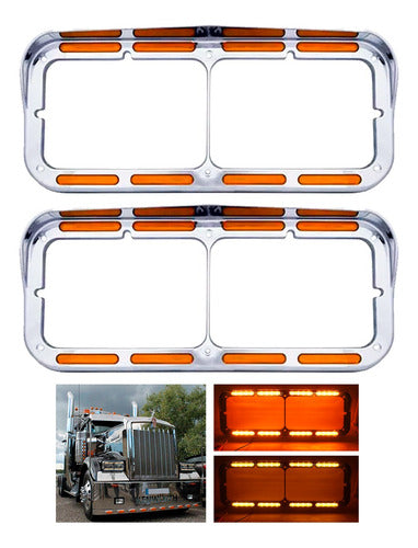 Par Marco Bisel Porta Faro Cromado Kenworth 32 Led 12-24v