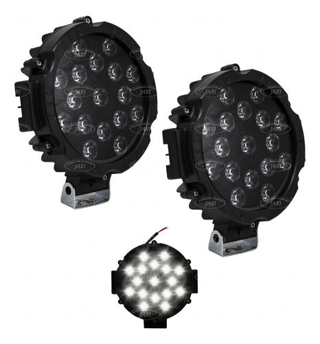 Par Faros Redondos 17 Led Cree 7 Pulgadas 51w Jeep 4x4 12v