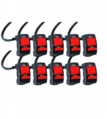 10 Pz Switch Universal Moto On/off Auxiliar Faros Luces