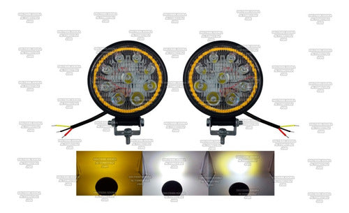 Par Faro 9 Led Redondo Auxiliar Con Aro De Luz