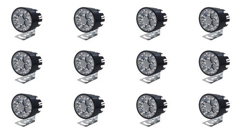 12pz Faros Redondos 6 Led 2'' Para Moto Fa-mlhr6n Tunix