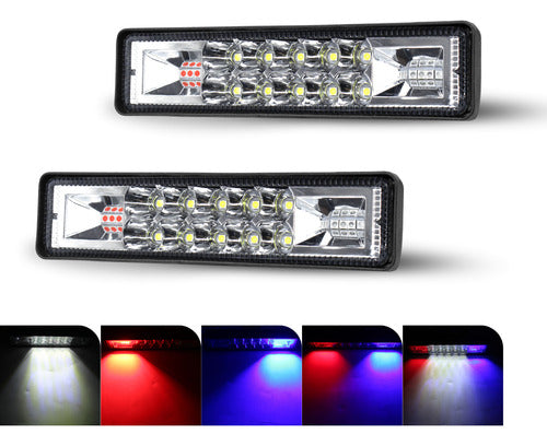 Par Faros Barra Auxiliar De 16 Led Con Luz Fija Y Estrobo