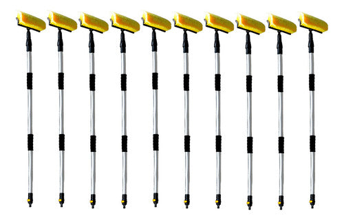 10 Cepillos Extendibles 2.4m Lavado Conexion A Manguera Color Amarillo