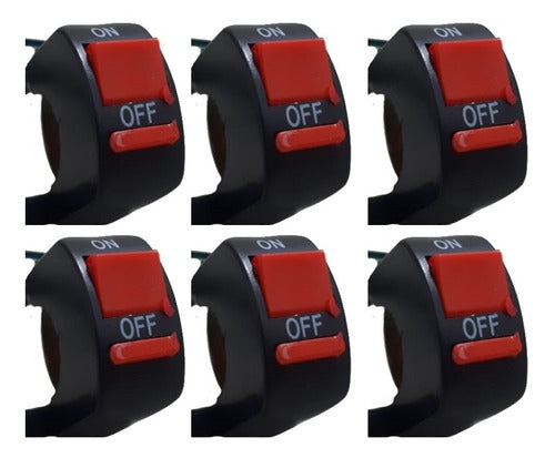 Switch Apagador Interruptor De Moto 12 V On/off (6 Pzas.)