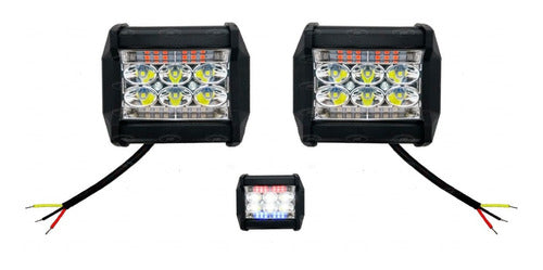 Par Faros Duallys 18 Led Luz Fija Con Estrobo Azul/rojo