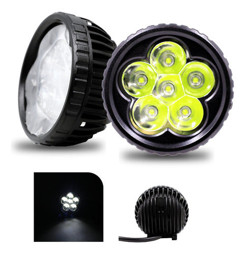 Par Faro Auxiliar Redondo 6 Led Tipo Flor 3.5'' 12v