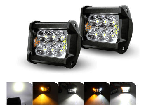 Par Faro Dually 12 Led Estrobo Central Y Lateral Auto Moto