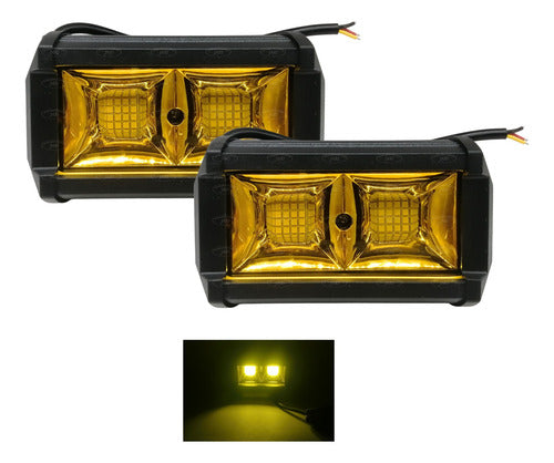 Par Faros Tipo Barras Ambar 32 Leds Luz Fija Y Estrobo