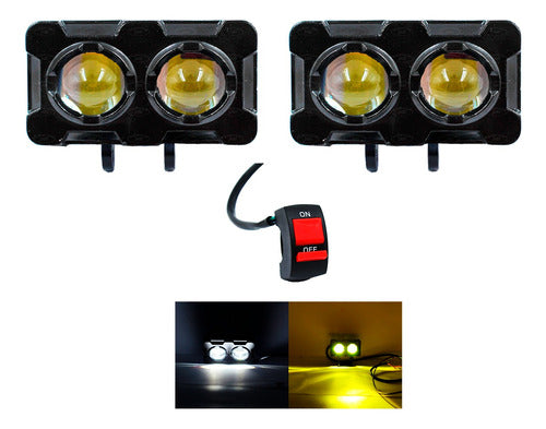 Par Faros Auxiliares Led 80w Alta/baja Doble Color Auto Moto