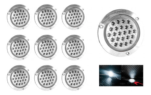 10 Pz Plafones 24 Led Redondo Camion Cuarto Estrobo Stop 12v