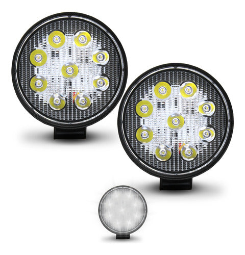 Par Faros 9 Led Redondo O Cuadrado Estrobo Blanco O Ambar