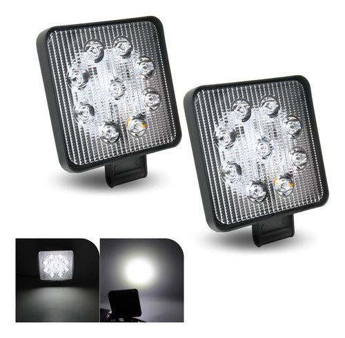 Par Faros 9 Led Redondo O Cuadrado Estrobo Blanco O Ambar