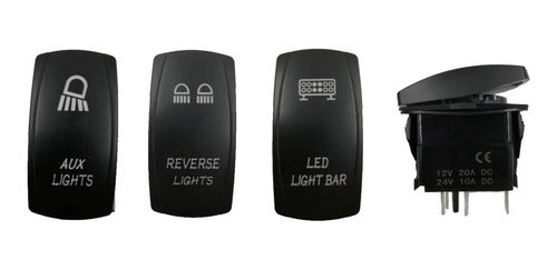 Switch Boton Marino On-off 5 Pines Doble Led Azul Varios