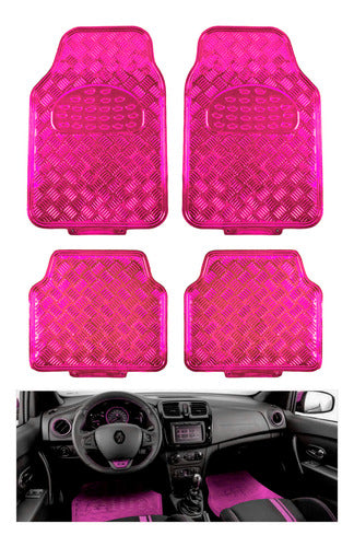 Juego Tapetes 4 Piezas Metalizado Flexibles Color A Elegir