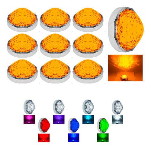 10 Plafon Redondo 7 Led Diamante Punta Zepelin Plano 12-24v