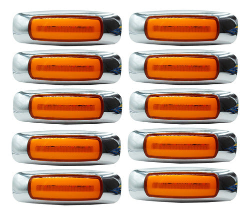 10 Pz Plafon Lateral Peterbilt 4 Led Gel 4 Funciones 12-24v