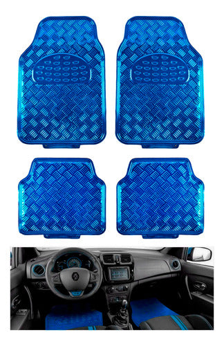 Juego Tapetes 4 Piezas Metalizado Flexibles Color A Elegir