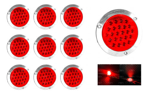 10 Pz Plafones 24 Led Redondo Camion Cuarto Estrobo Stop 12v