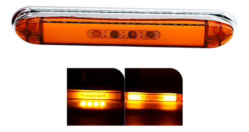 Plafon Led Gel Barra Stop Bisel Cromo Chico Camion 12-24v