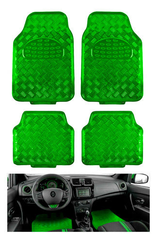 Juego Tapetes 4 Piezas Metalizado Flexibles Color A Elegir