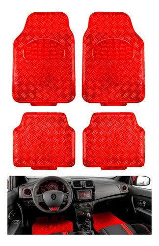 Juego Tapetes 4 Piezas Metalizado Flexibles Color A Elegir