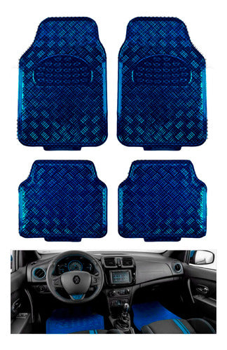 Juego Tapetes 4 Piezas Metalizado Flexibles Color A Elegir