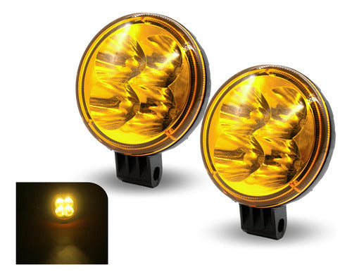 Par Faros 4 Led Redondos Auxiliares Auto Moto Fija Estrobo