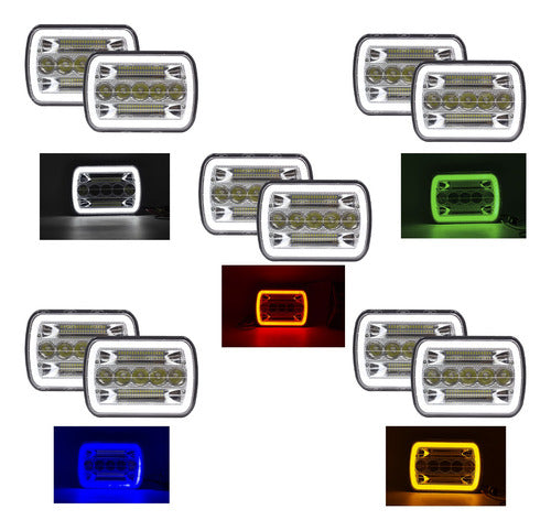 Par Faro Unidad Rectangular 5x7 39 Led Con Aro De Gel