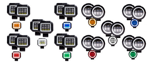 Par Faros 3 Hiper Led Lupa Ojo Angel Estrobo Arillo Gel Cob