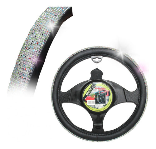 Funda De Volante Vinil Con Piedritas Diamante Antideslizante