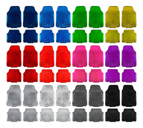 Juego Tapetes 4 Piezas Metalizado Flexibles Color A Elegir