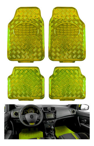 Juego Tapetes 4 Piezas Metalizado Flexibles Color A Elegir