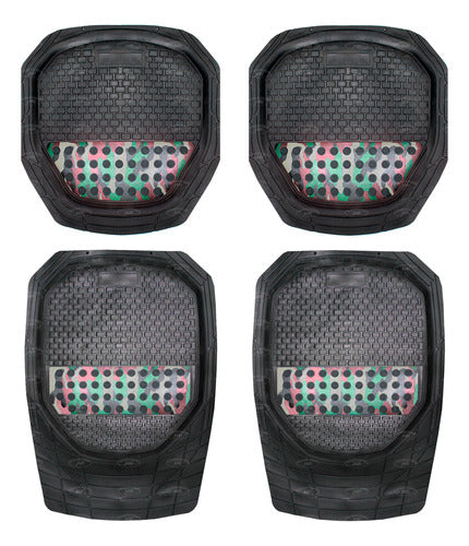 Tapete Automotriz 4 Pzas Tipo Charola Con Posapie Uso Rudo