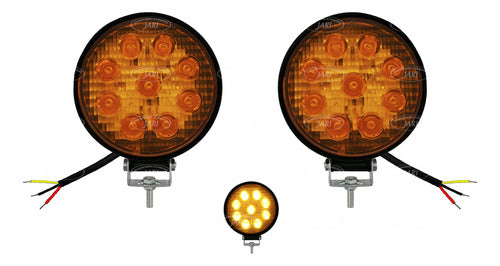 Par Faros 9 Led Redondo O Cuadrado Estrobo Blanco O Ambar