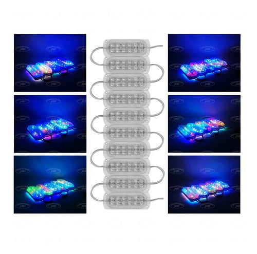 10 Modulos Cristal 3528 12 Led Rgb Con Lupa 12v