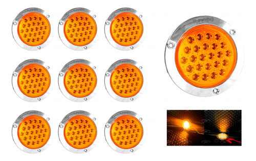 10 Pz Plafones 24 Led Redondo Camion Cuarto Estrobo Stop 12v
