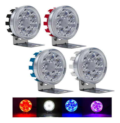 1 Pz Faro Redondo 6 Led Aro Rgb Moto Auto Universal 4x4 12v