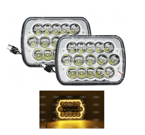 Par Unidad Cuadrada 15 Led 5x7 Alta-baja Con Arillo De Color