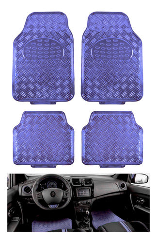 Juego Tapetes 4 Piezas Metalizado Flexibles Color A Elegir