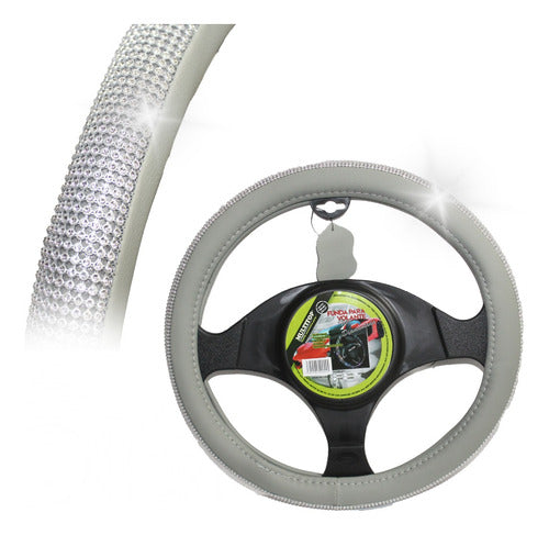 Funda De Volante Vinil Con Piedritas Diamante Antideslizante