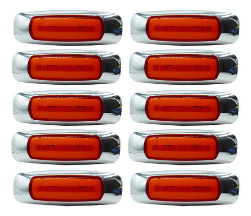 10 Pz Plafon Lateral Peterbilt 4 Led Gel 4 Funciones 12-24v